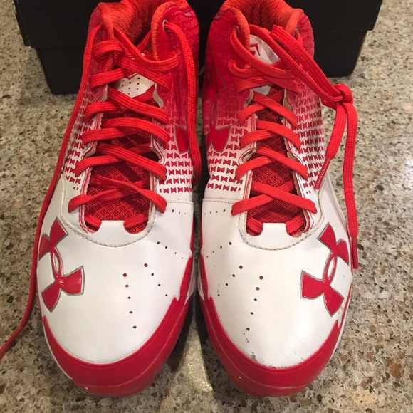 Under Armour “Heater” cleats - red / white - Picture 3 of 8